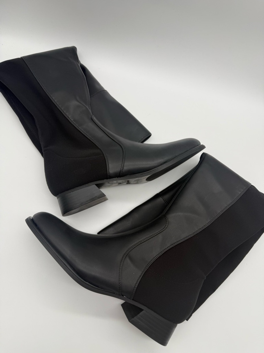 Marc Fisher Black Mid Calf Boots Womens 10M New Block Heel Zip Minimalist